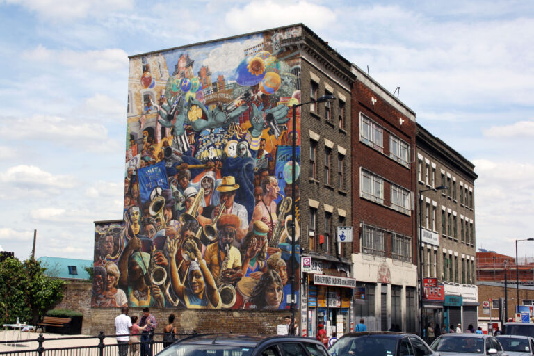 Hackney Peace Carnival Mural, Dalston Lane, London E8